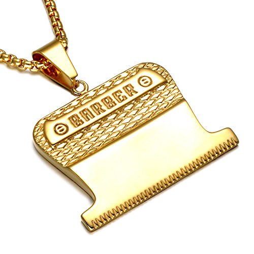 Gold Barber Clipper Necklace Barbershop Gold Chain 24in