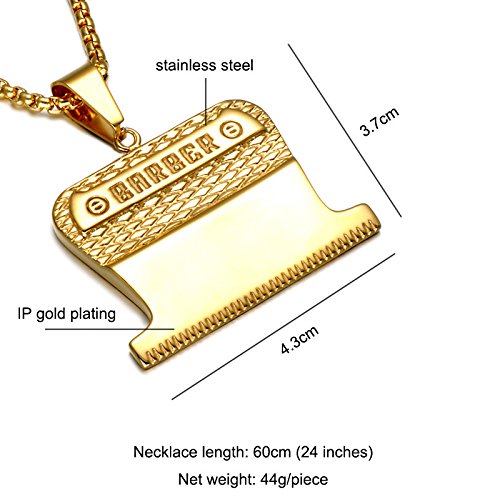 Gold Barber Clipper Necklace Barbershop Gold Chain 24in